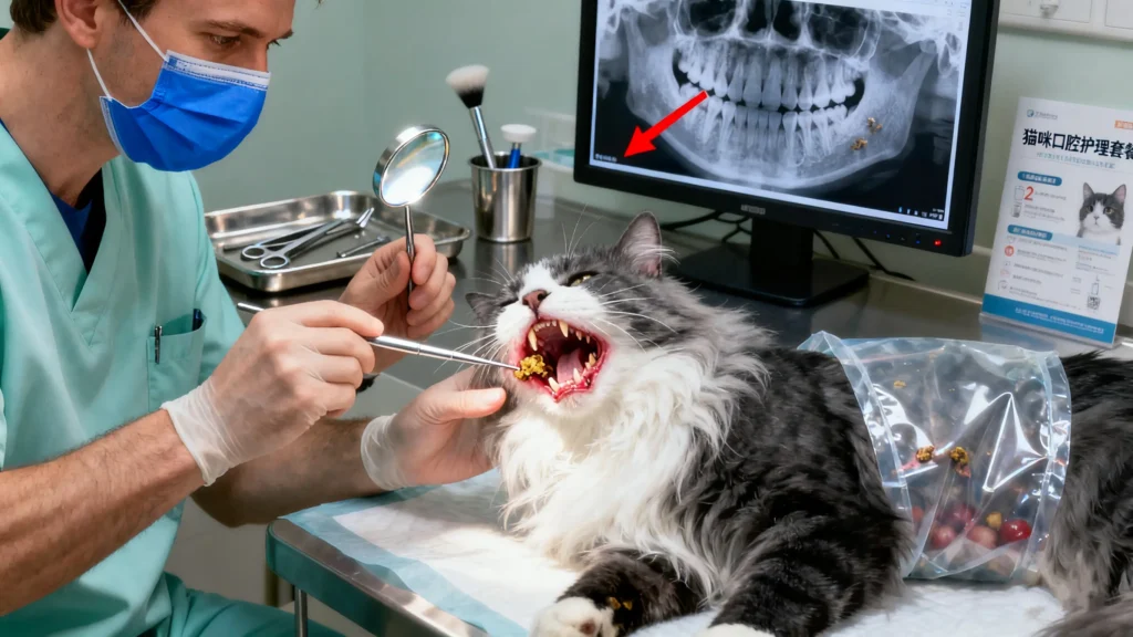 Cat's dental check at vet - taking cats.