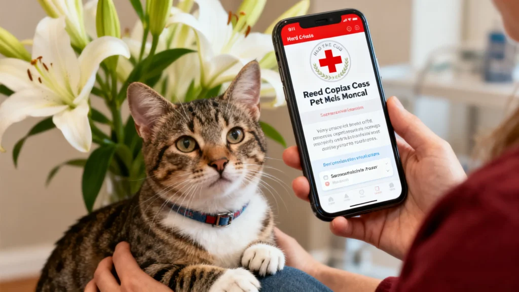 Cat sick from lily, vet trip (taking cats to the vet).