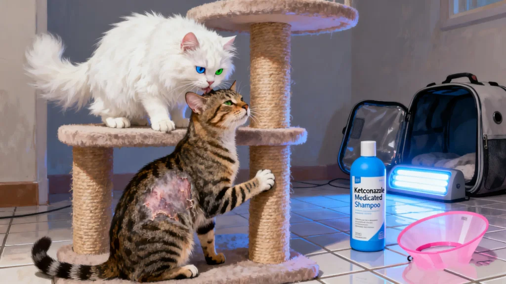 Ill cat, time for taking cats to the vet.