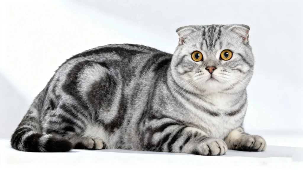 Scottish Fold Cat Breed in Gray Tabby Pattern
