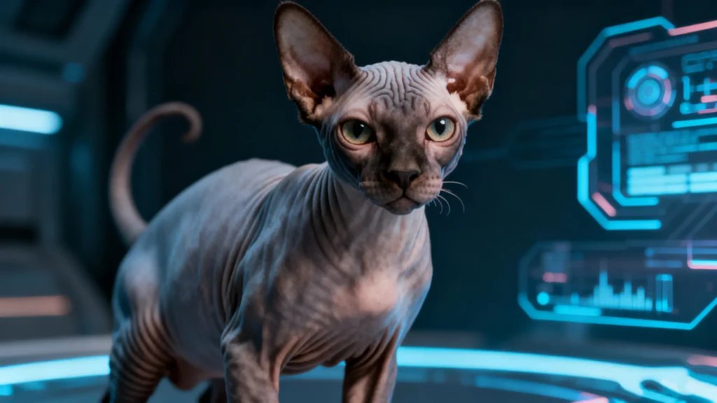 Sphynx Cat Breed in Sci-Fi Setting