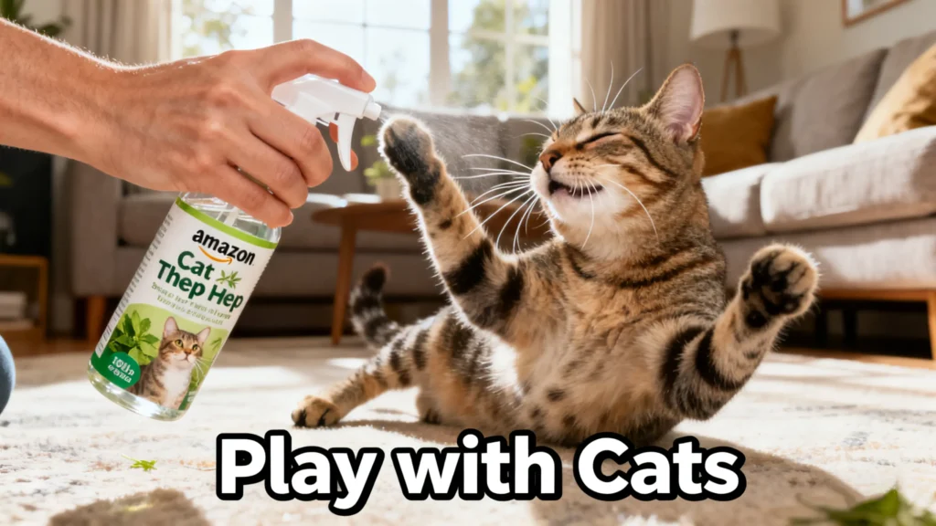 Play with Cats: Cat Enjoys Catnip Spray Fun