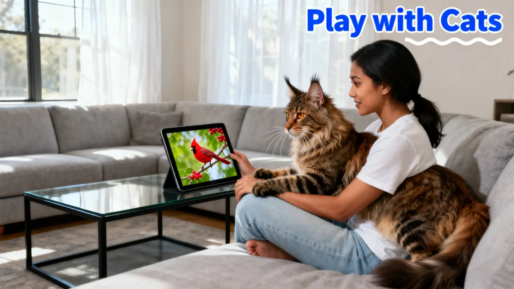 Play with Cats: Cat Enjoys Digital Nature Show